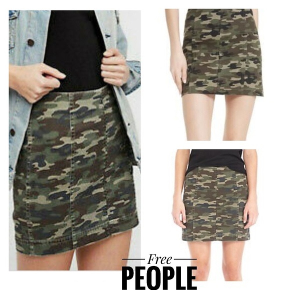Free people mini camouflage skirt